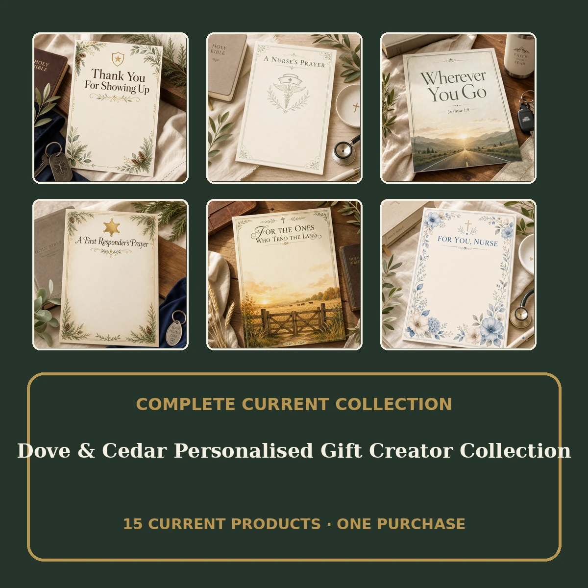 Dove & Cedar Personalised Gift Creator Collection — 15 Templates